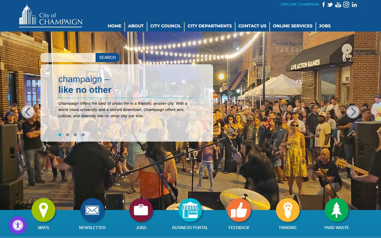 Champaign city website with birth records information