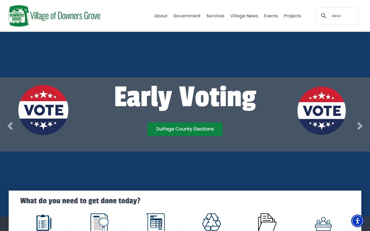 Downers Grove village website with birth records information