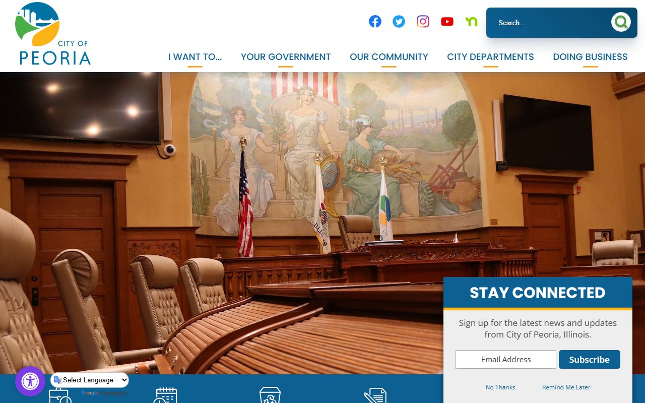 City of Peoria website with local government services