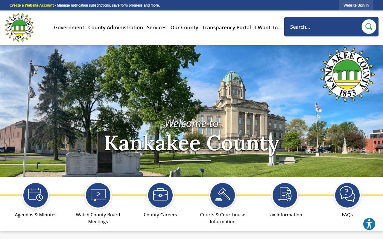 Kankakee County government website for birth records information