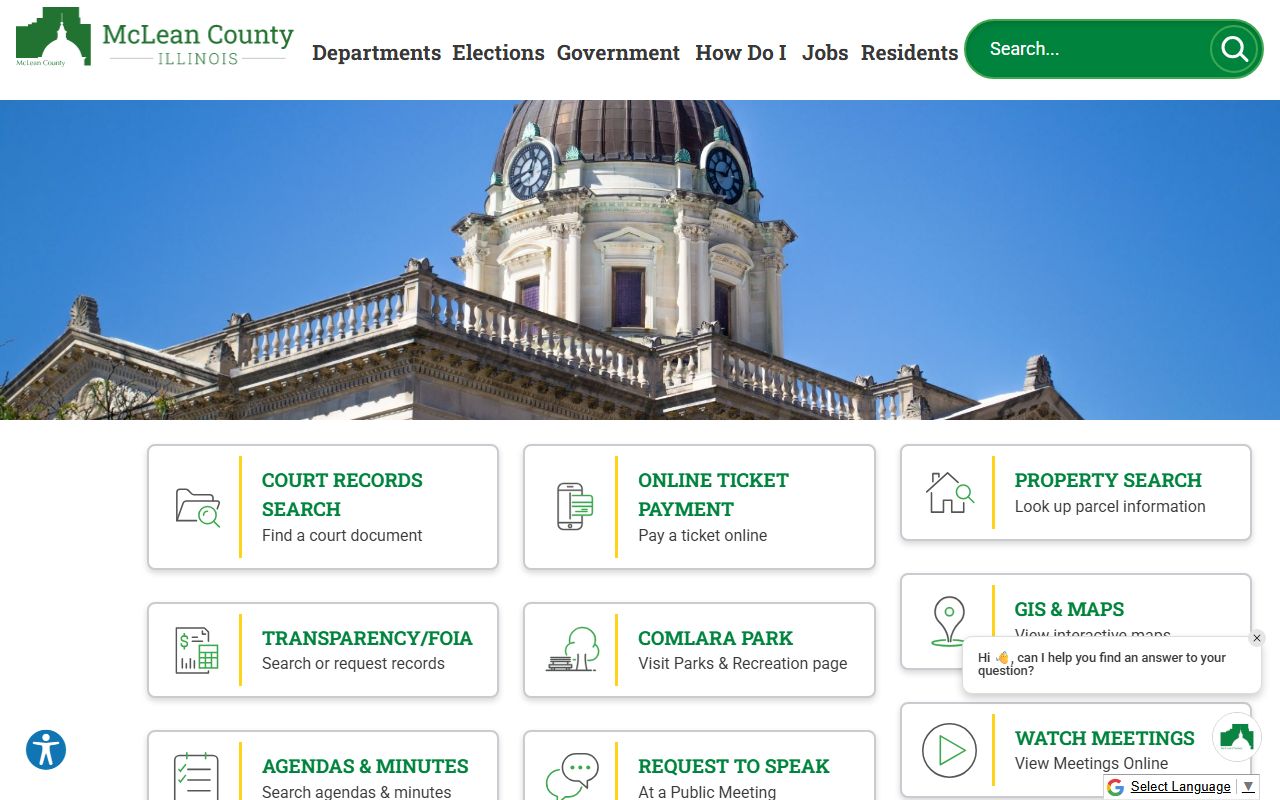 McLean County government website for birth records