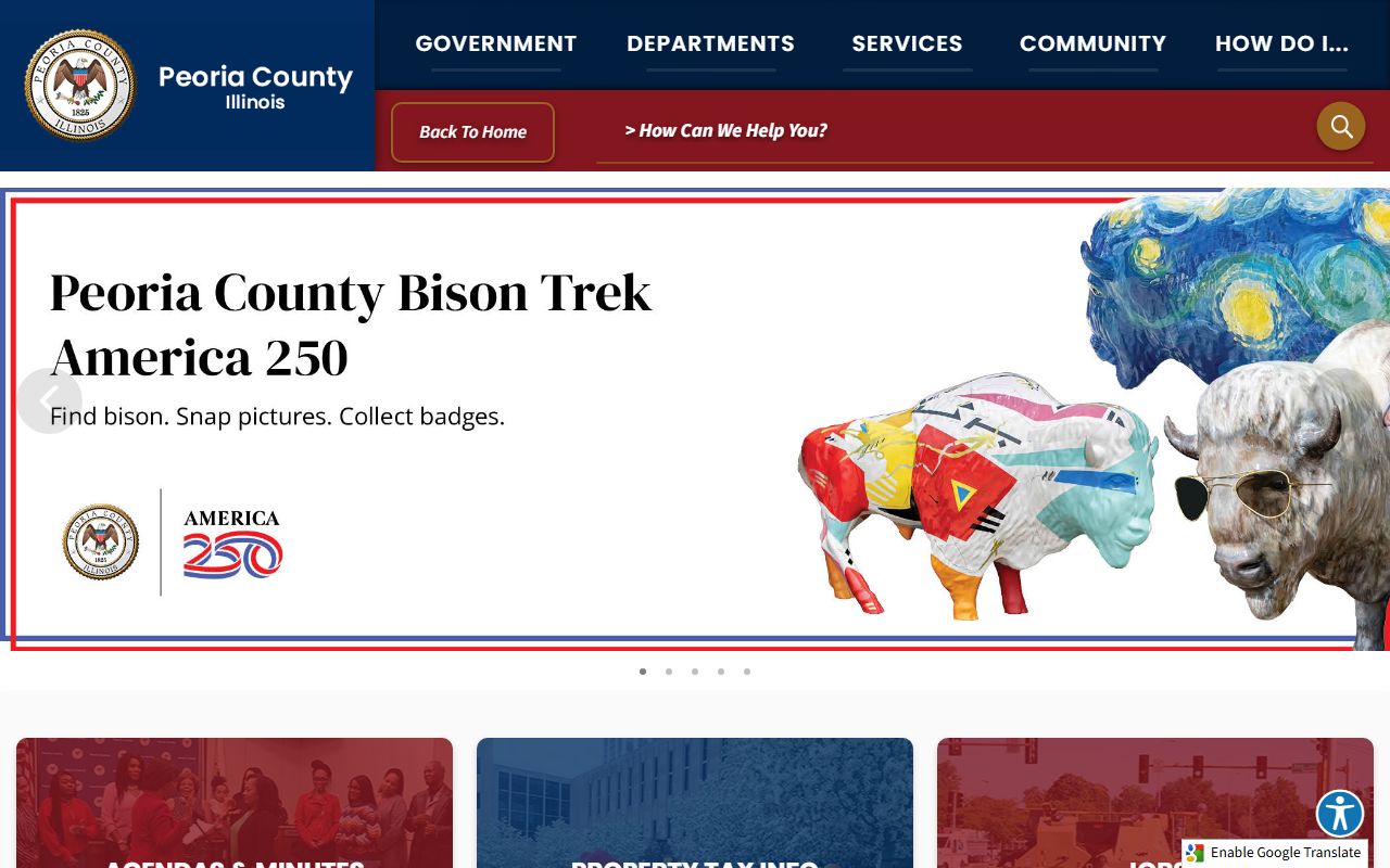 Peoria County government website for birth records