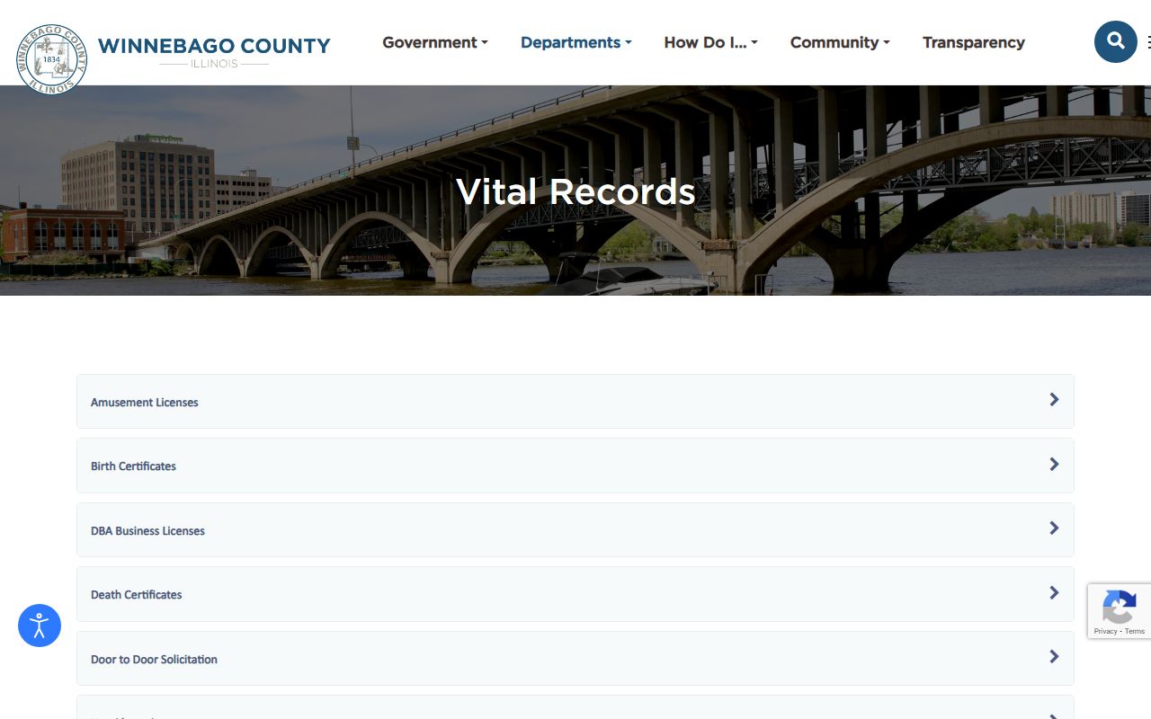 Winnebago County Clerk vital records page for Rockford birth records
